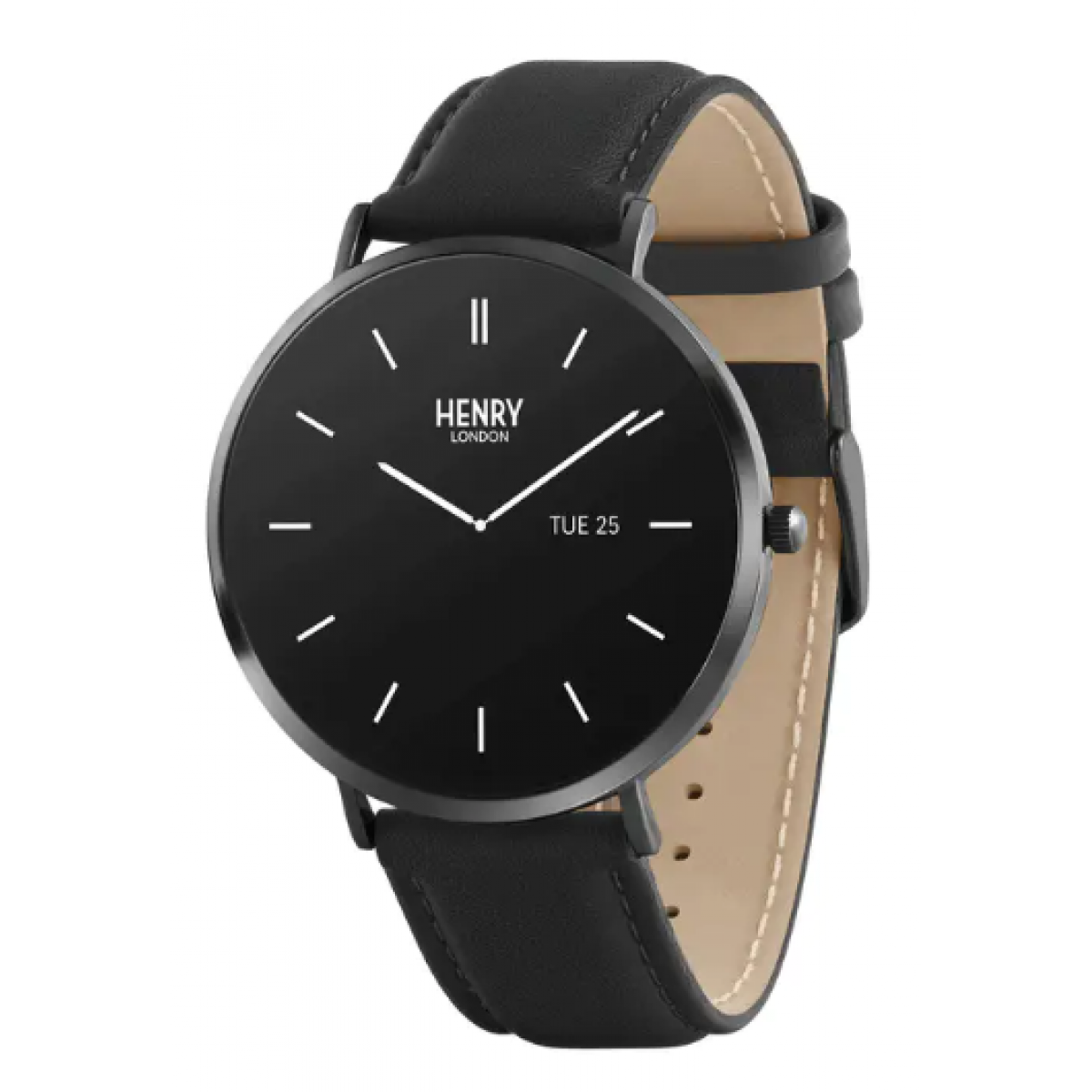 Henry London 智能手錶 HSL005 (黑色和黑色皮革)